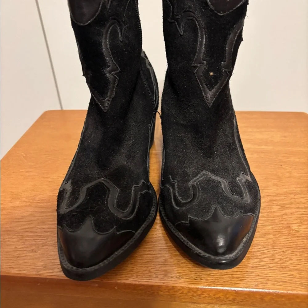 Reba Western Suede Black Boots - Picture 4 of 4
